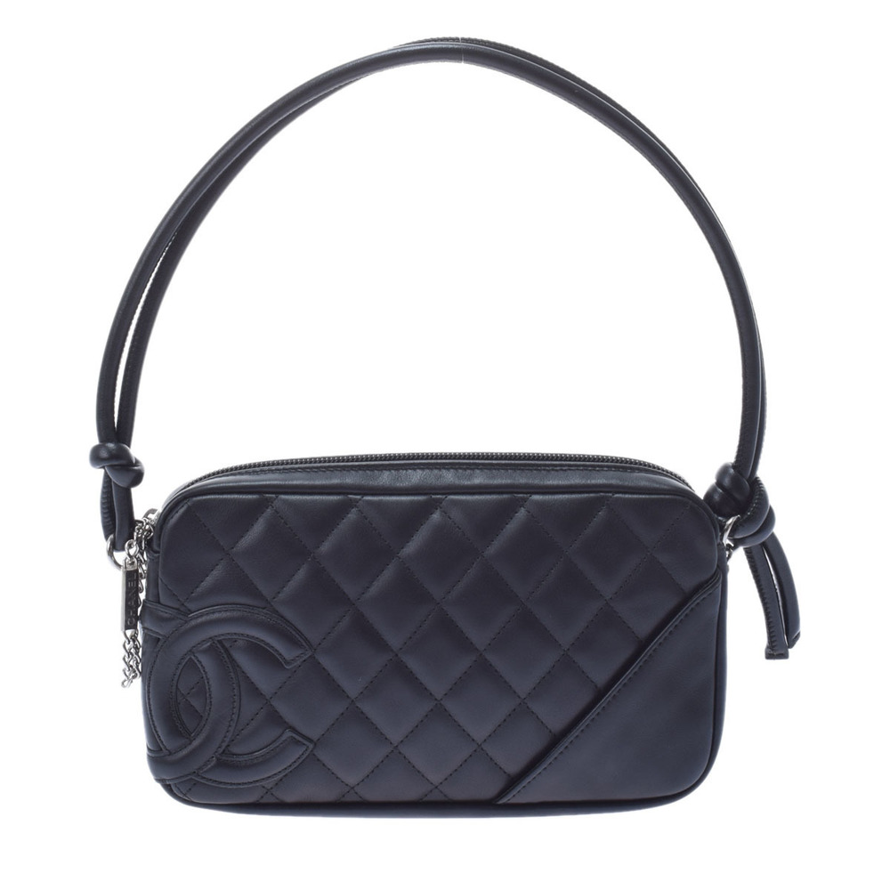 Chanel Cambon Line Black/Silver Hardware Calfskin Accessory Pouch